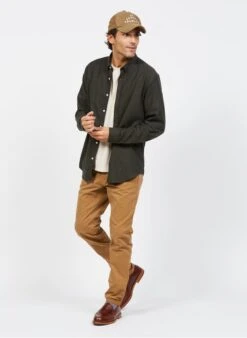 Chemise Col Classique Regular Fit En Coton Et Laine | Vert -BALIBARIS Boutique 3839115 1