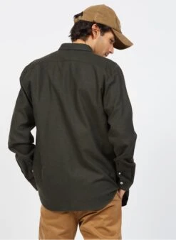 Chemise Col Classique Regular Fit En Coton Et Laine | Vert -BALIBARIS Boutique 3839116