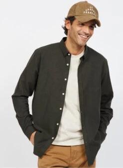 Chemise Col Classique Regular Fit En Coton Et Laine | Vert -BALIBARIS Boutique 3839117