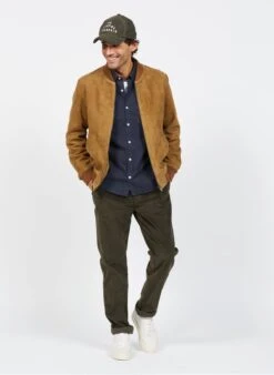 Blouson Col Rond Regular Fit En Cuir | Marron -BALIBARIS Boutique 3839249