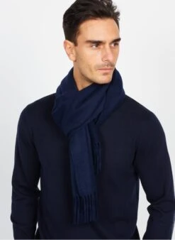 Echarpe à Franges En Laine Et Cachemire | Bleu