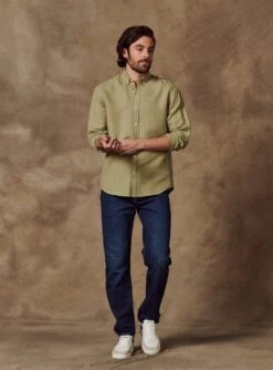 Chemise En Lin College Amande -BALIBARIS Boutique CHE1927COLLEGEAMANDE M2