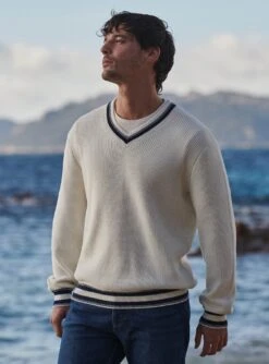 Pull Marcel Creme Navy -BALIBARIS Boutique PUL1917MARCELCREMENAVY ECOM M1